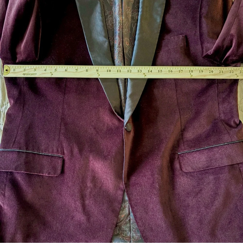 TALLIA 46R Velvet Dinner Jacket Tuxedo‎ Modern Fit Burgundy / Black